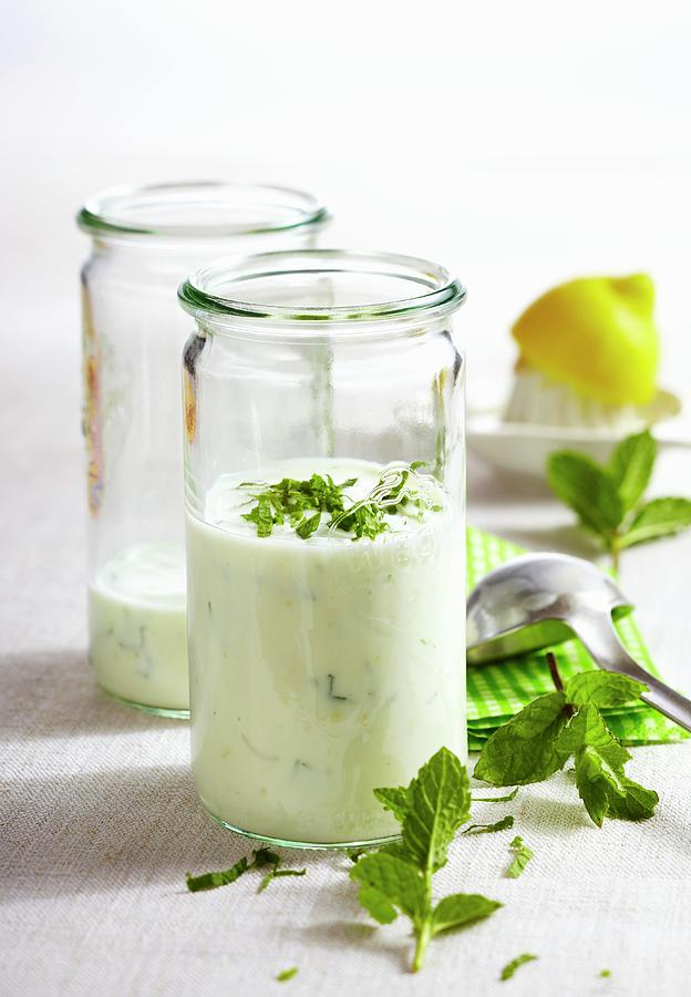 Yoghurt And Lemon Dressing With Mint Photograph by Teubner Foodfoto