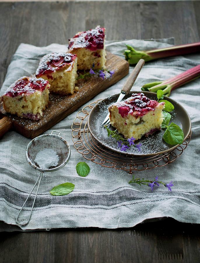 Yoghurt Cake With Rhubarb Photograph by Dorota Indycka