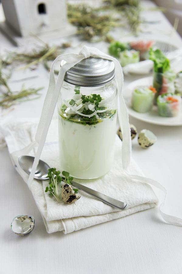 Yoghurt Dressing For A Mixed Leaf Salad Photograph by Martina Schindler