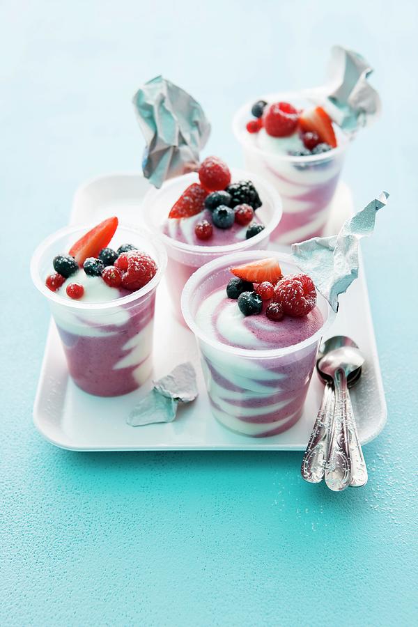 Yoghurt Mousse With Fresh Berries Photograph by Michael Wissing