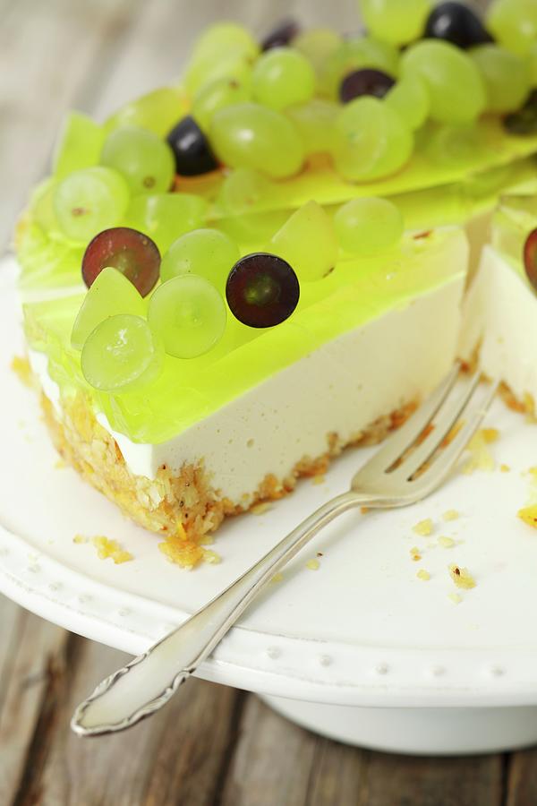 Yoghurt Torte With Jelly And Grapes close-up Photograph by Rua Castilho