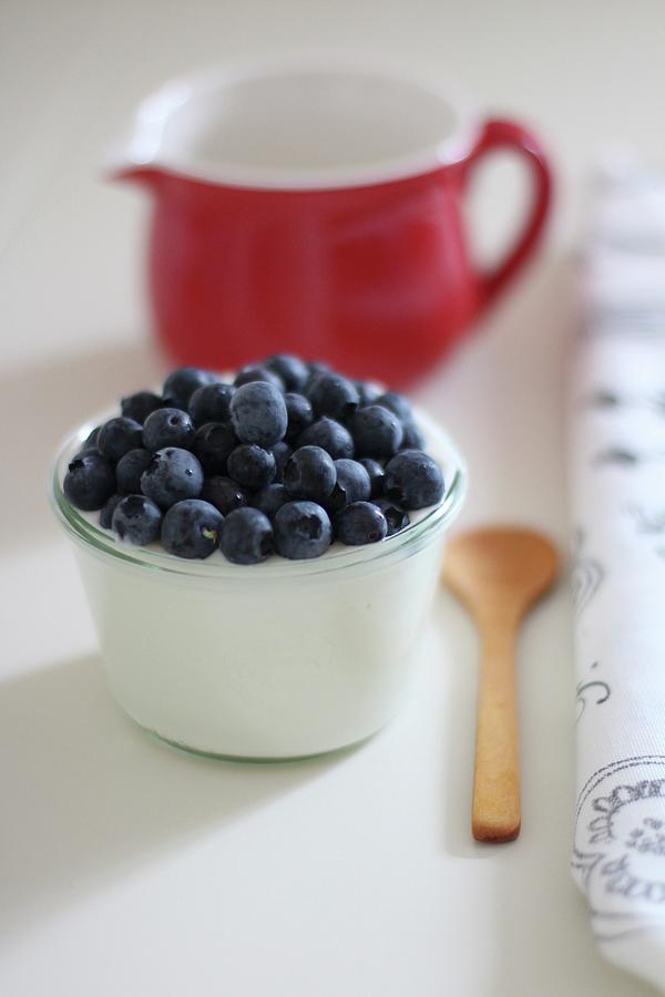 Yoghurt With Fresh Blueberries In A Glass Photograph by Sylvia E.k Photography