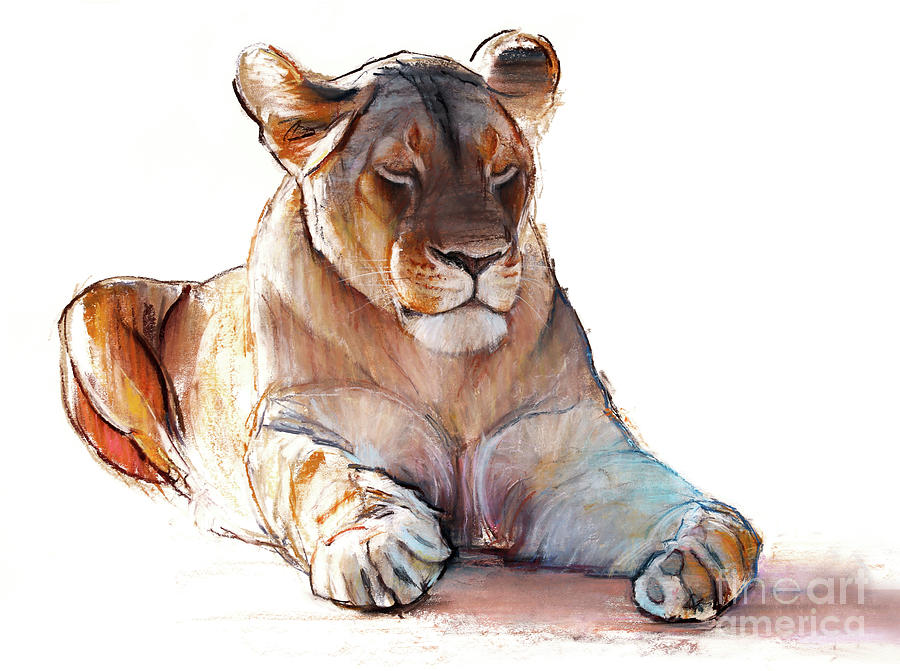 Yogi Lioness Painting by Mark Adlington