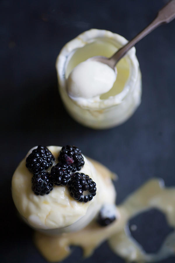 Yogurt With Blackberries Photograph by Alicja Koll