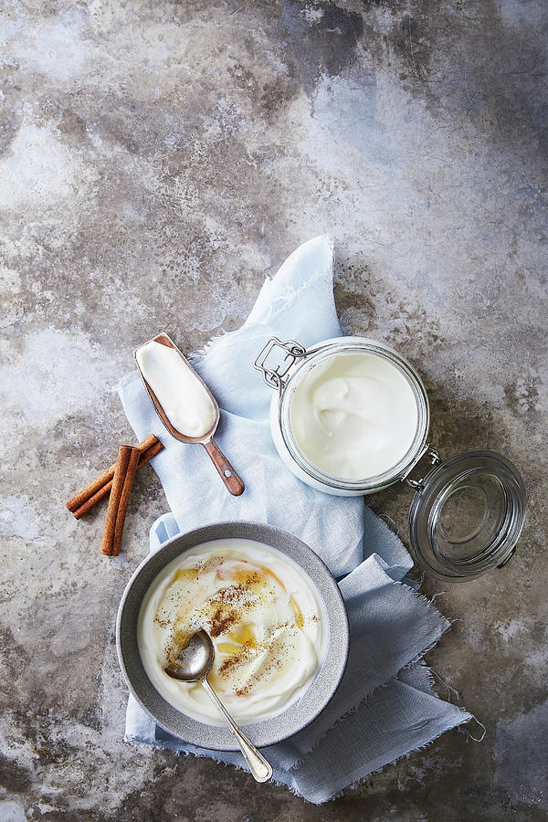 Yogurt With Cinnamon And Honey Photograph by Great Stock!