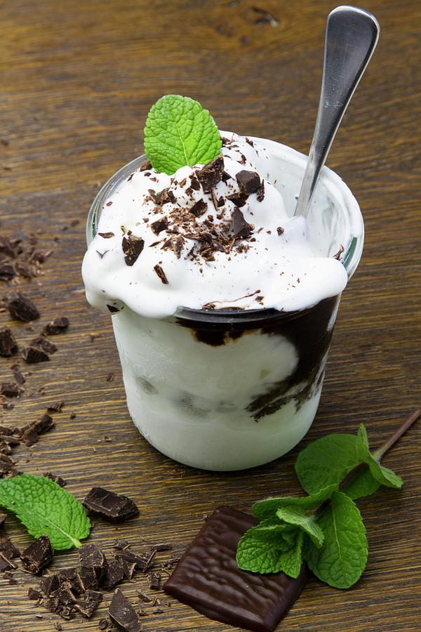Yogurt With Mint And Chocolate Photograph by Esther Hildebrandt