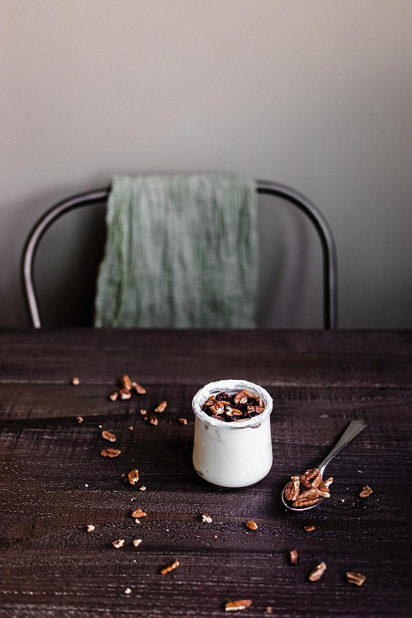 Yogurt With Pecan Nuts Photograph by Carrie Ann Kouri