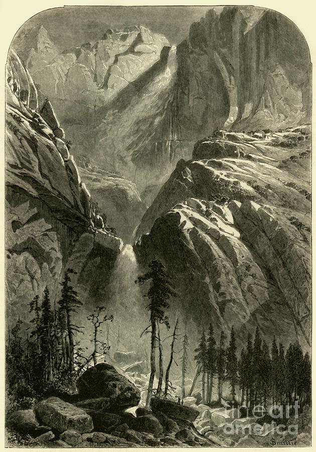 Yosemite Fall Drawing by Print Collector