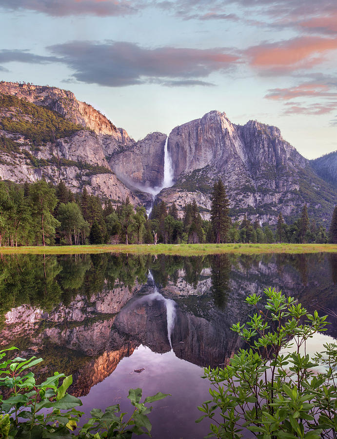 Yosemite Falls Reflected In Flooded Cooks Meadow, Yosemite Valley, Yosemite National Park, California Photograph by Tim Fitzharris