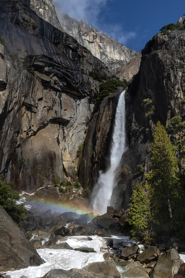 Yosemite Lower Falls Rainbow Photograph by Norma Brandsberg