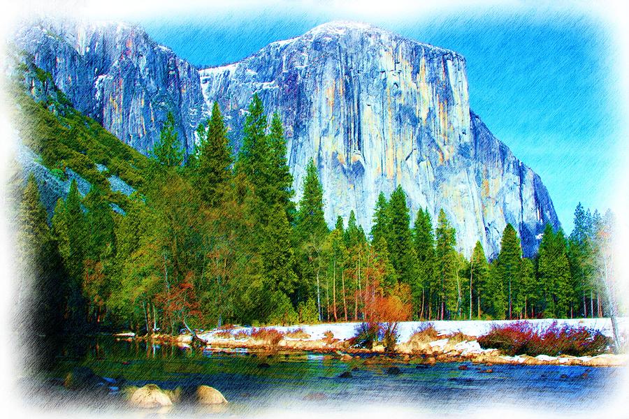 Yosemite National Park A Colored Pencil Drawing Photograph By