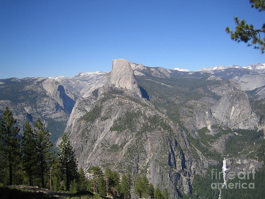 Yosemite National Park Half Dome and Twin Waterfalls View from Glacier Point Photograph by John Shiron