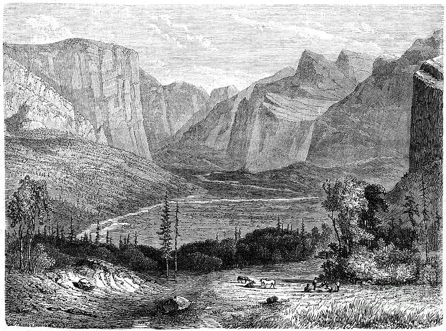 Yosemite Valley, California, 19th Drawing by Print Collector