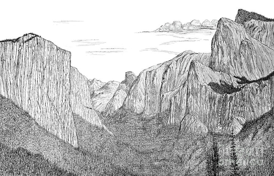 Yosemite Valley from Tunnel View Drawing by Ed Moore Pixels