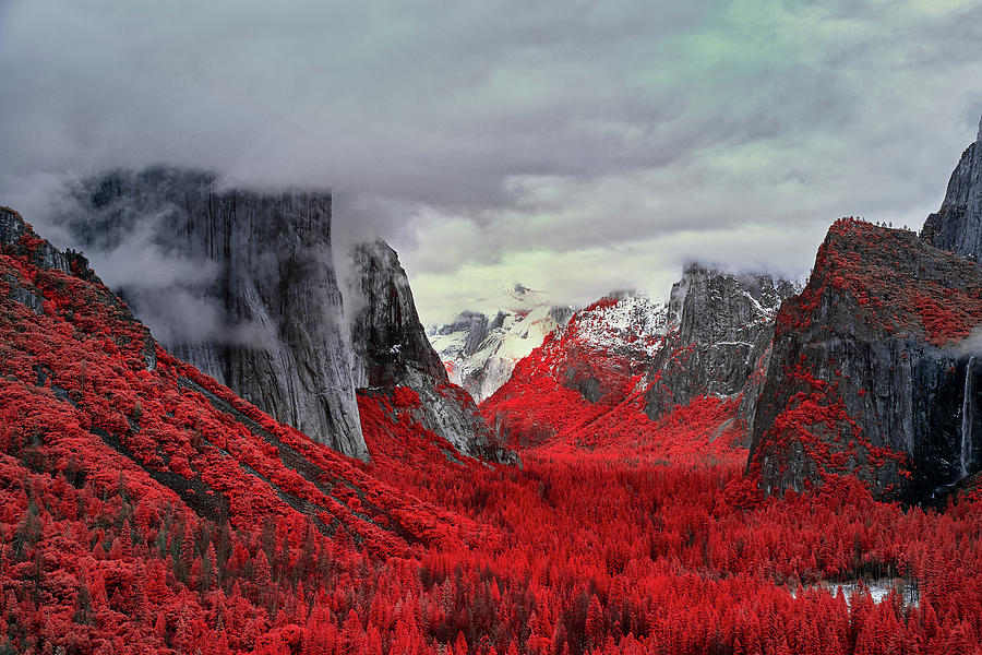 Yosemite Valley In Red Photograph
