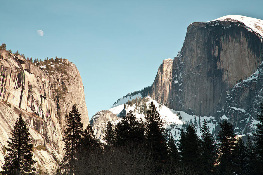 Yosemite Valley With Moon Photograph by Stephanie Hager - Hagerphoto