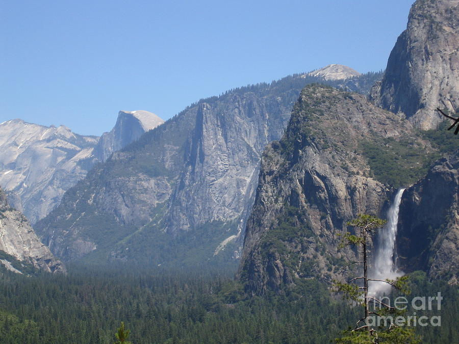Yosemite Valley Yosemite National Park Half Dome Rock Bridal Veil Fall A Natures Beauty Photograph by John Shiron