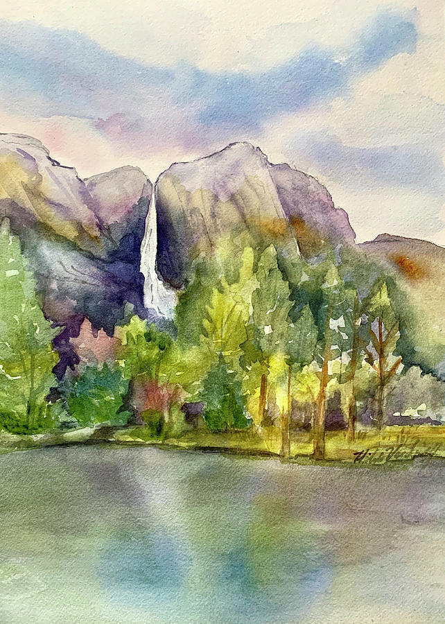 Yosemite Waterfalls Painting by Hilda Vandergriff