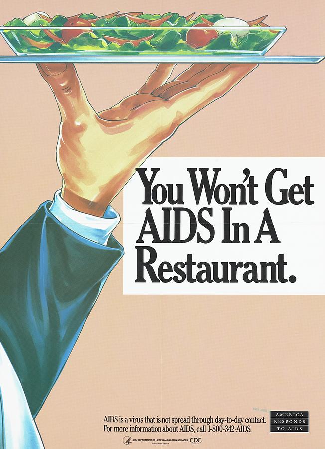 Public Health Painting - You Wont Get Aids In A Restaurant by Anonymous