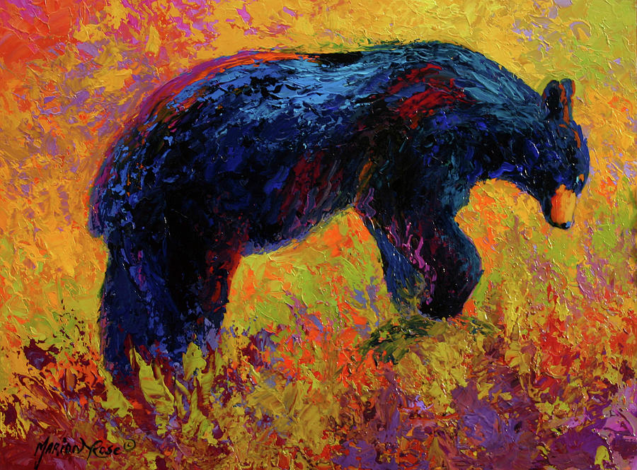 Animal Painting - Young Adventurer Black Bear by Marion Rose