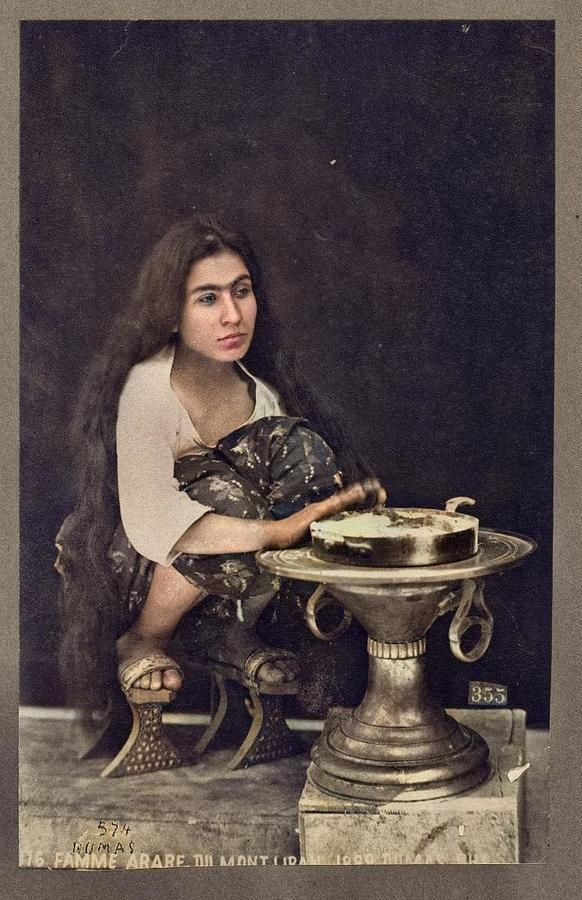 Young Arab Woman C1889 By Tancrede Dumas Colorized By Ahmet Asar Painting