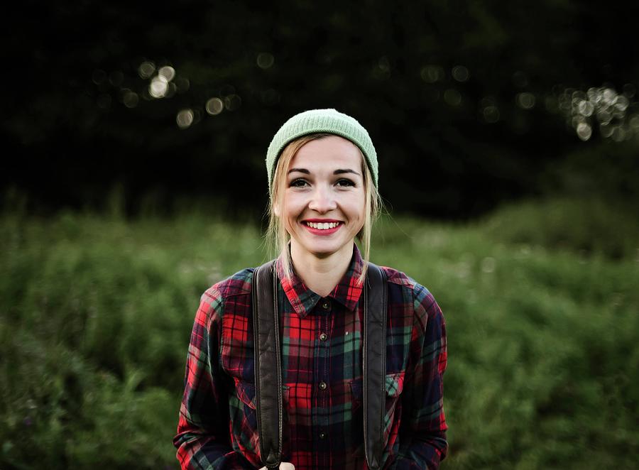 Young Beautiful Hipster Woman Standing On Field In The Countrysi Photograph  by Cavan Images - Fine Art America