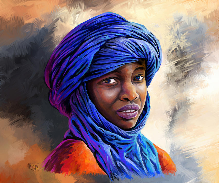Young Boy from Mali Painting by Anthony Mwangi