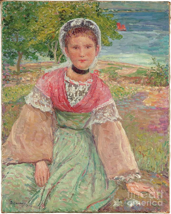 Young Bretonne, C.1895 Painting By Emile Alfred Dezaunay - Fine Art America