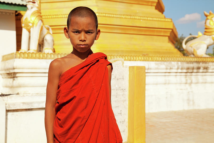 Young Burmese Monk In Myanmar Photograph by Danielbendjy