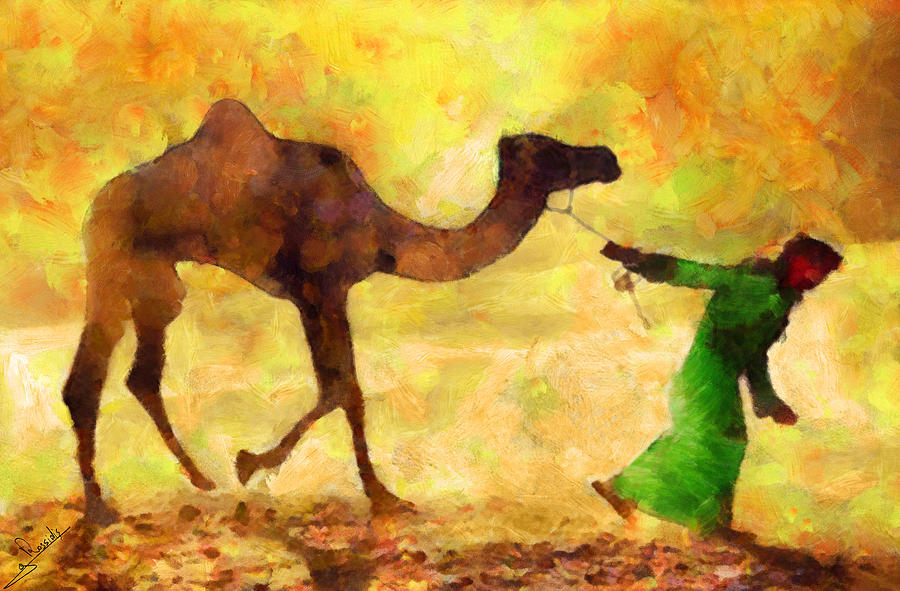 Young camel Painting by George Rossidis
