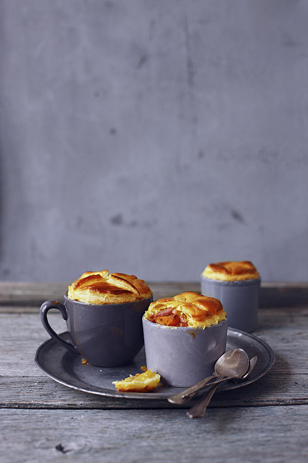 Young Carrot And Country Sausage Mini Mug Pies Photograph by Japy