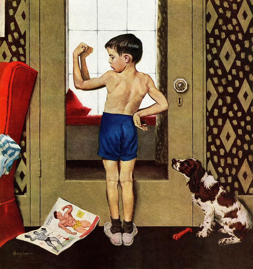 Vintage Drawing - Young Charles Atlas by George Hughes
