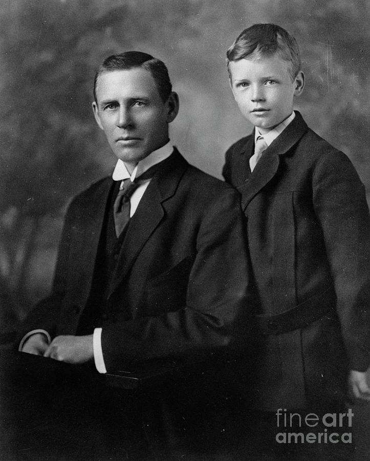 Young Charles Lindbergh With His Father Photograph by Bettmann