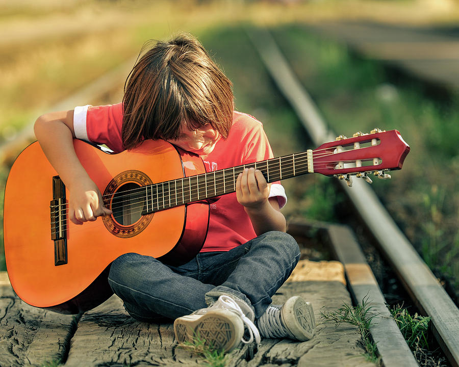 Young Child Playing Acoustic Guitar Photograph By Predrag Popovski   Young Child Playing Acoustic Guitar Predrag Popovski 