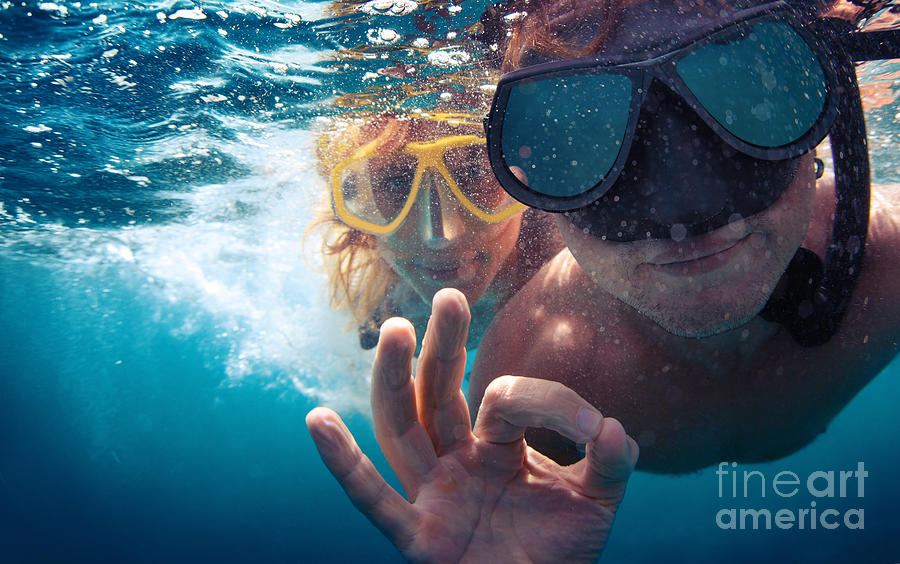 Couple Photograph - Young Couple Having Fun Underwater by Dudarev Mikhail Couple Photograph - Young Couple Having Fun Underwater by Dudarev Mikhail