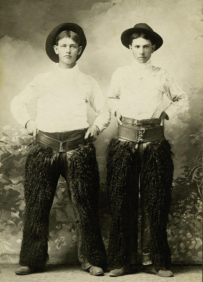 Young Cowboys In Black Wooly Chaps Painting by - Fine Art America