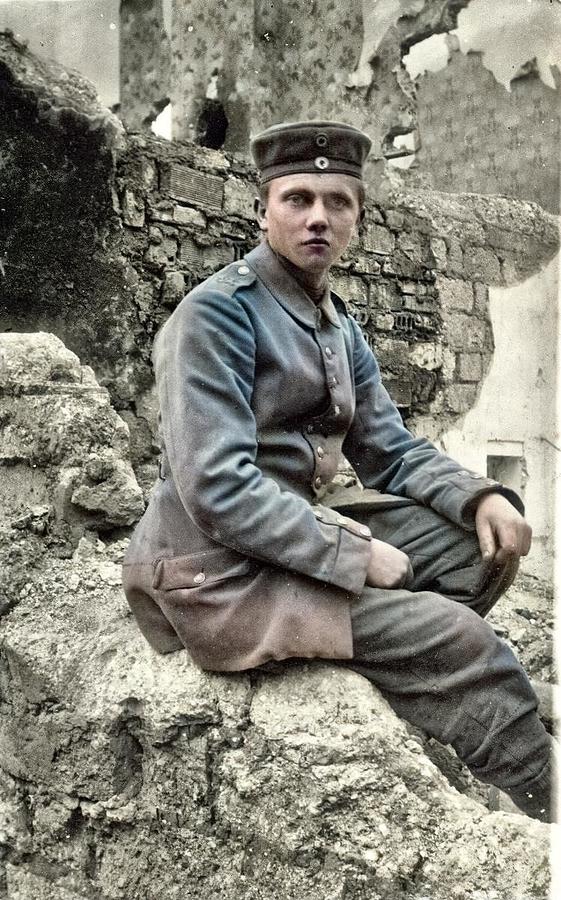 Young German soldier 1915 WWI colorized by Ahmet Asar Painting by Celestial Images