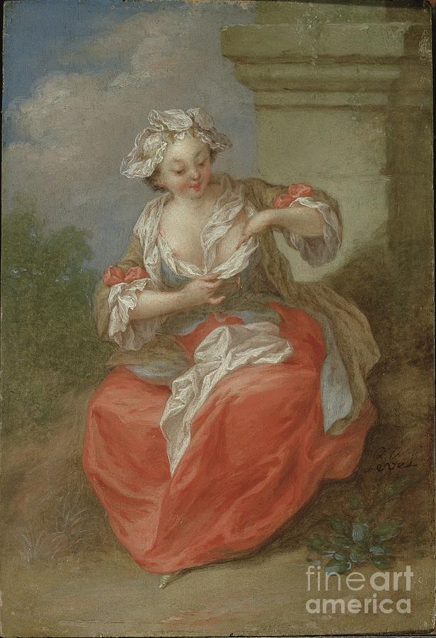 Insects Painting - Young Girl Chasing Fleas, C.1750 by Jean-baptiste Lebel