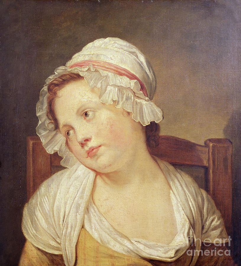 Young Girl In A White Bonnet Painting by Jean Baptiste Greuze