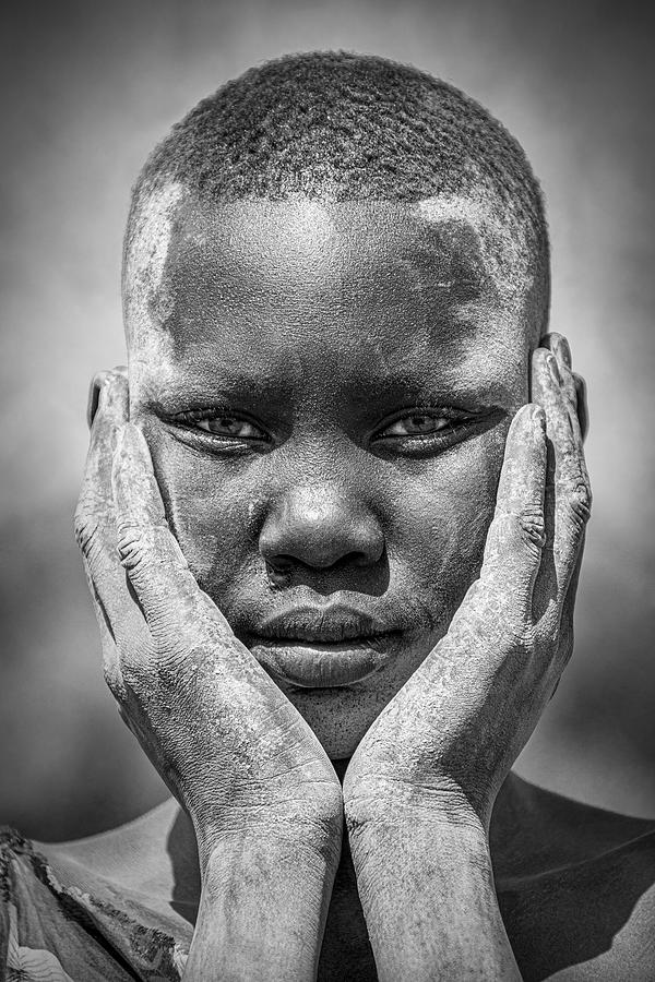 Portrait Photograph - Young Girl Of Mundari, South Sudan by Svetlin Yosifov