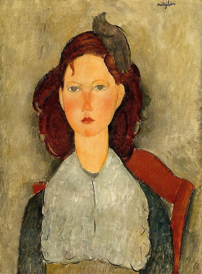 Young Girl Seated - 1918 - PC - Painting - oil on canvas Painting by ...