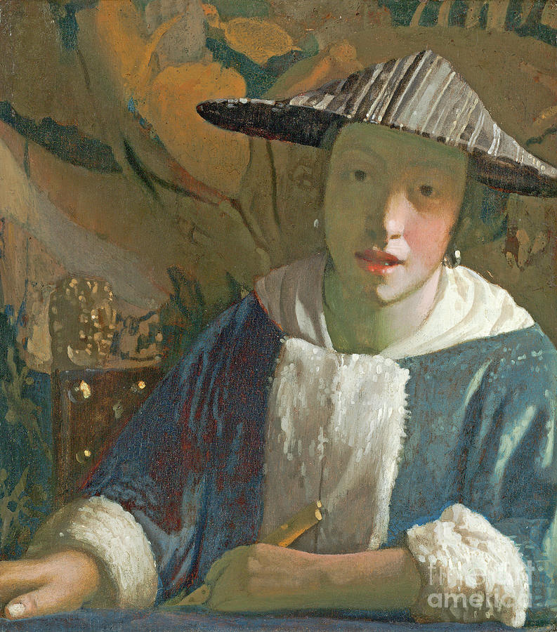 Young Girl With A Flute, C.1669-75 Painting by Jan Vermeer