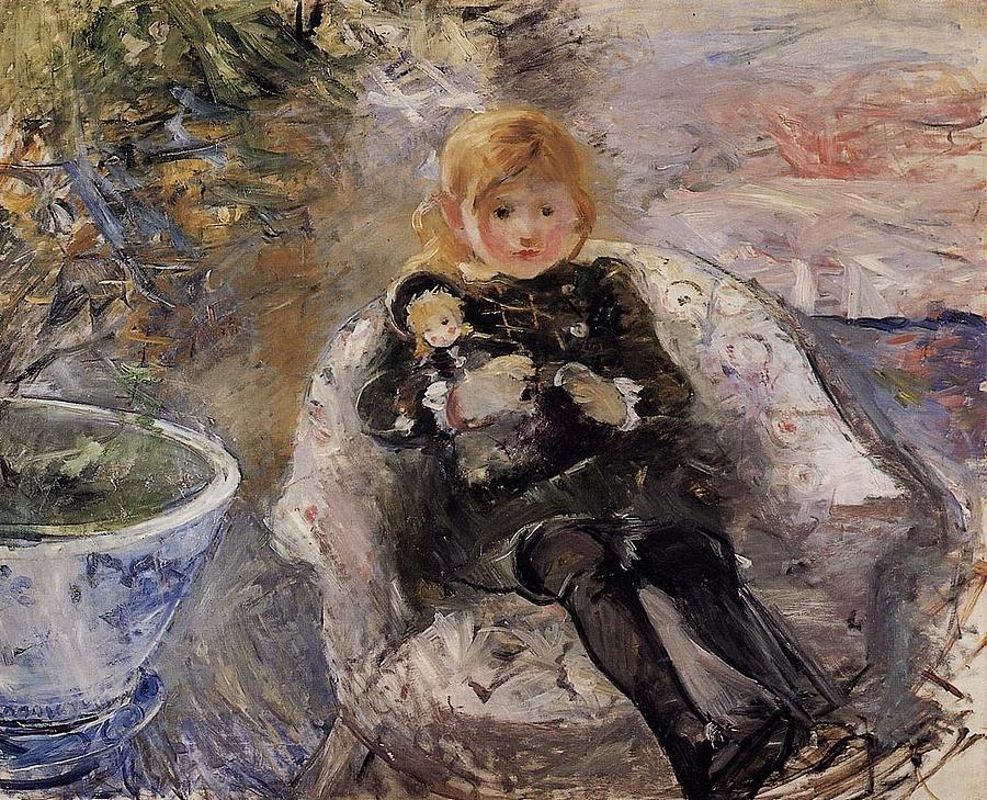 Young Girl with Doll - 1884 - PC Painting by Berthe Morisot