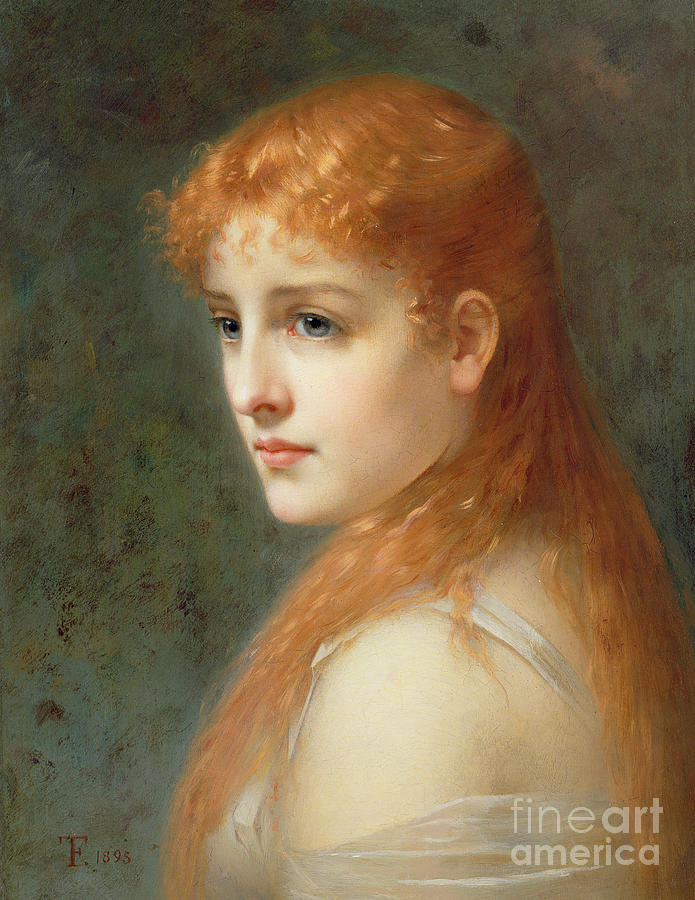 Young Girl With Red Hair, 1895 Painting by Franz Thone
