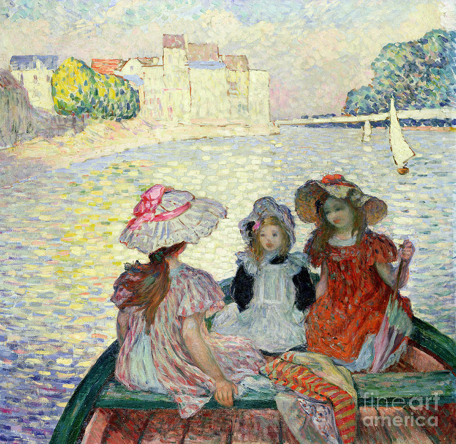 Young Girls In A Boat, Circa 1900 Painting by Henri Lebasque