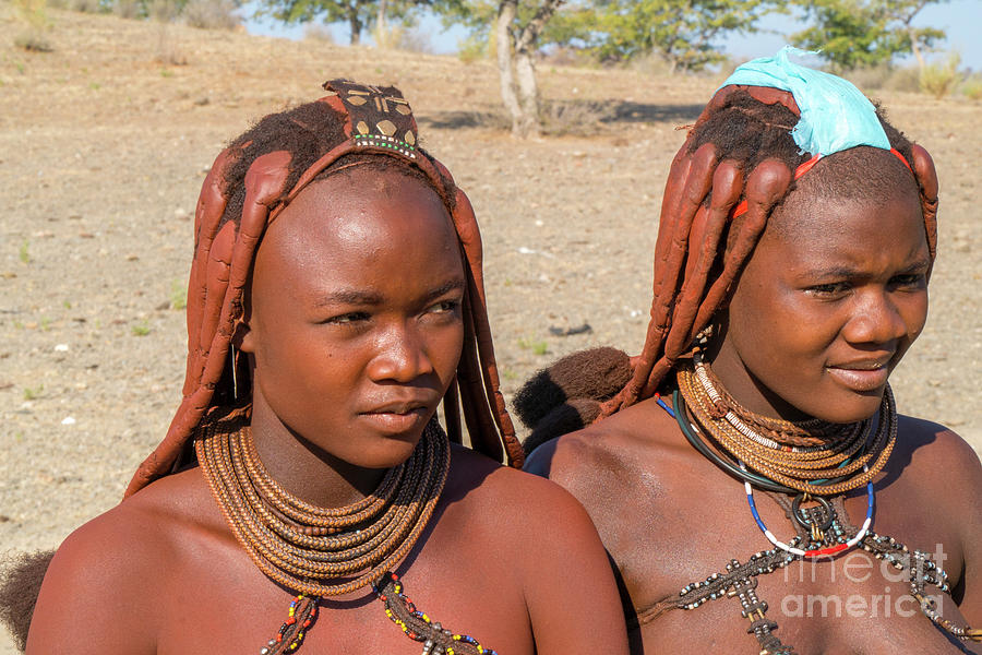 Young Himba woman wearing headgear and decorations b11 Photograph by Eyal Bartov
