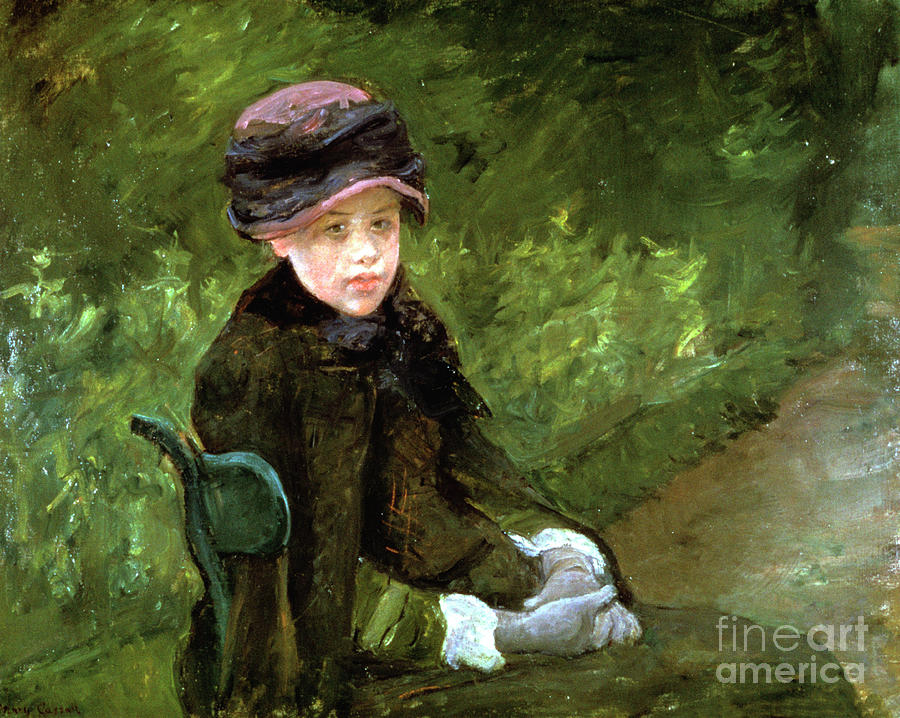 Young Lady In The Park, C1880. Artist Drawing by Print Collector