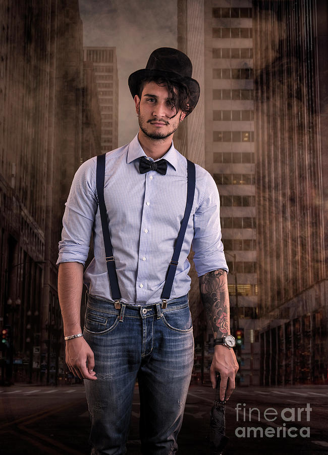 Young man from the past, with highhat and bowtie Photograph by