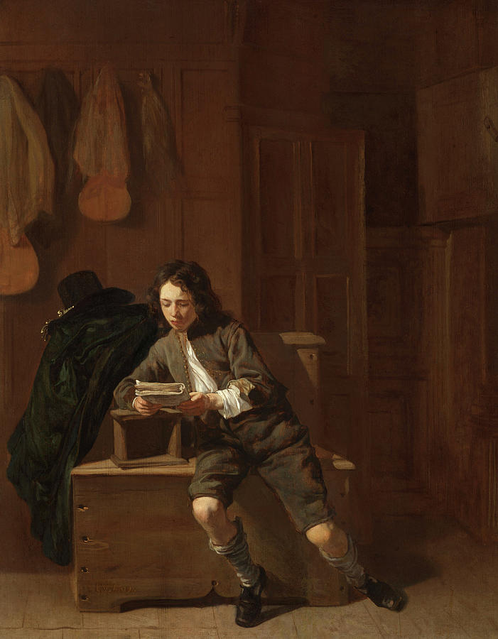 Loo Painting - Young Man Reading by Jacob van Loo Loo Painting - Young Man Reading by Jacob van Loo