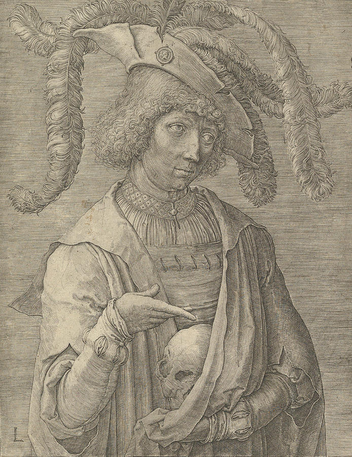 Young Man with a Skull Relief by Lucas van Leyden